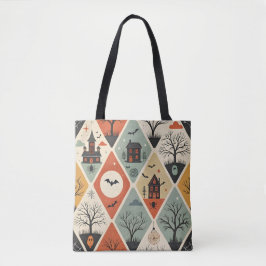 Donker spookpatroon tote bag