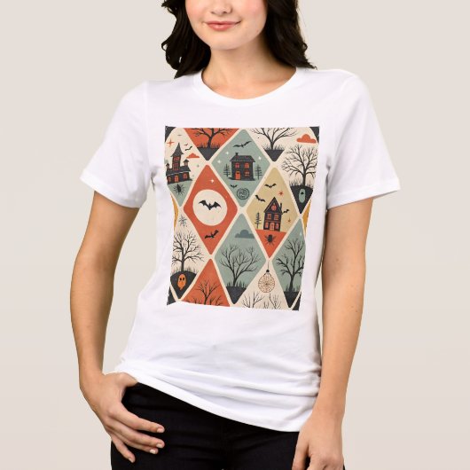 Donker spookpatroon Tri-Blend shirt (Voorkant)