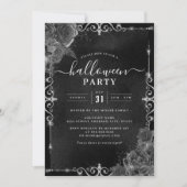 Donker Spooky Bloemen Juweel Halloween Party Kaart (Voorkant)