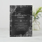 Donker Spooky Bloemen Juweel Halloween Party Kaart (Staand voorkant)