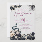 Donker Spooky Bloemenslang Cobweb Paarse Halloween Kaart (Voorkant)