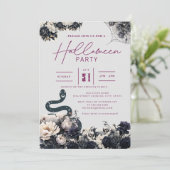 Donker Spooky Bloemenslang Cobweb Paarse Halloween Kaart (Staand voorkant)