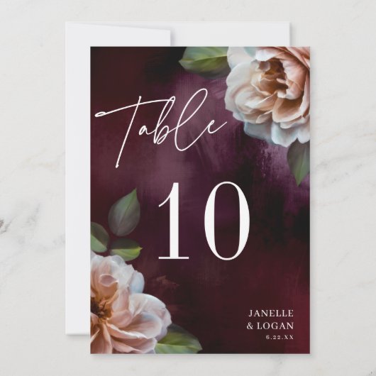 Donker + Stemmig Landelijk Bloemstuk Tafel Nummerk Kaart (Achterkant)