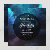 Donker Sterrenblauwe Nevel Modern Handfasting Kaart (Voorkant / Achterkant)