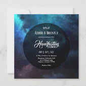Donker Sterrenblauwe Nevel Modern Handfasting Kaart (Voorkant)