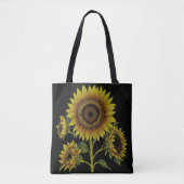 Donker  Stijl Geel Zonnebloem Botanisch Tote Bag (Voorkant)