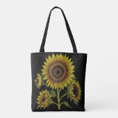 Donker  Stijl Geel Zonnebloem Botanisch Tote Bag (Achterkant)