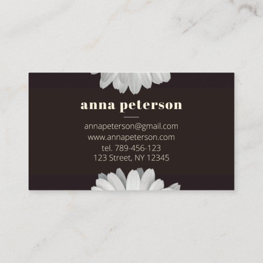 Donker Stijlvol Elegant Daisy Bloemist Visitekaartje (Achterkant)