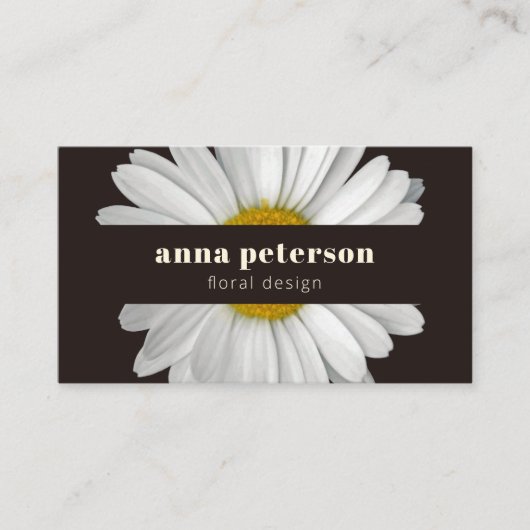 Donker Stijlvol Elegant Daisy Bloemist Visitekaartje (Voorkant)