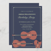 Donker stijlvolle viool cello klassieke verjaardag kaart (Voorkant / Achterkant)