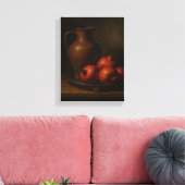 Donker stilleven met granaatappels en kruik canvas afdruk (Insitu (Woonkamer))