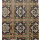 Donker Tan Taupe Bruin Rood Zwart Tribal Art Douchegordijn (Voorkant)
