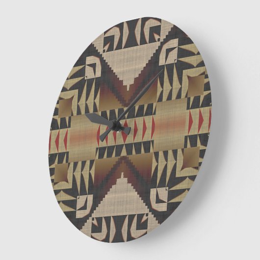 Donker Tan Taupe Bruin Rood Zwart Tribal Art Grote Klok (Hoek)