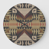 Donker Tan Taupe Bruin Rood Zwart Tribal Art Grote Klok (Voorkant)