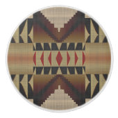 Donker Tan Taupe Bruin Rood Zwart Tribal Art Keramische Knop (Voorkant)