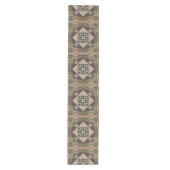 Donker Tan Taupe Bruin Rood Zwart Tribal Art Medium Tafelloper (Voorkant)