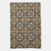 Donker Tan Taupe Bruin Rood Zwart Tribal Art Theedoek (Verticaal)