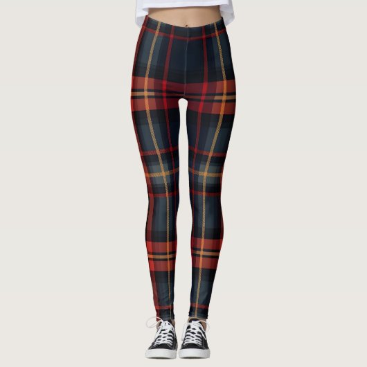 Donker tartanpatroon leggings (Voorkant)