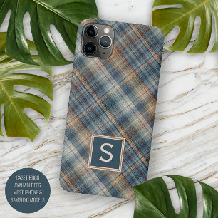 Donker Teal Blauwe Beige Tane Plaid Gingham Patroo iPhone 16 Pro Max Hoesje