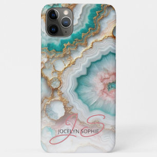 Donker Teal Blauwe Blush Roze Gouden Marmer Kunstp Case-Mate iPhone Case