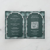 Donker Teal Gepluimde Patroon QR Code Moslim Bruil (Binnen)