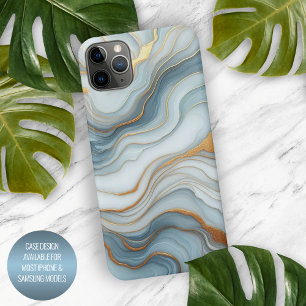 Donker Teal Grijs Lichtblauw Goud Marmer Kunstpatr iPhone 16 Pro Max Hoesje
