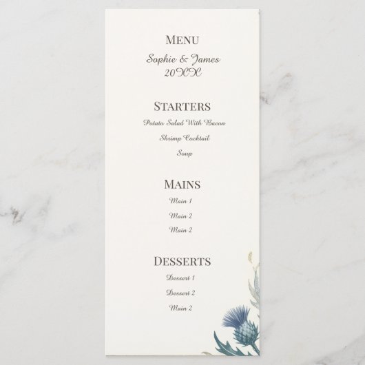 Donker Teal-Keltisch Menu (Voorkant)
