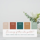 Donker Teal & Koper 2021 Huwelijk Kleurenpalet Kaa Kaart (Staand voorkant)