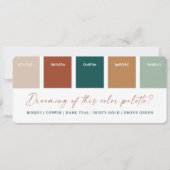 Donker Teal & Koper 2021 Huwelijk Kleurenpalet Kaa Kaart (Voorkant)