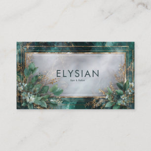 Donker Teal Marmer Goud Geometrisch Eucalyptus Visitekaartje