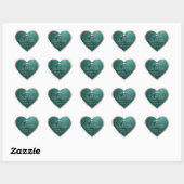 Donker Teal met Rose Goud Frame Monogram Dank je w Hart Sticker (Vel)