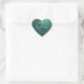 Donker Teal met Rose Goud Frame Monogram Dank je w Hart Sticker (Tas)