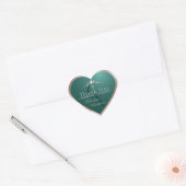 Donker Teal met Rose Goud Frame Monogram Dank je w Hart Sticker (Envelop)
