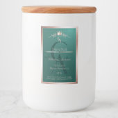 Donker Teal Productlabel Rose Goud Frame Monogram Voedselcontainer Etiket (Voorkant)