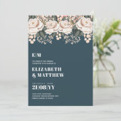 Donker Teal Roze Bloemige Bruiloft Kaart (Staand voorkant)