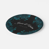 Donker Teal Rozen Bruiloft Papieren Borden Bordje (Gekanteld)