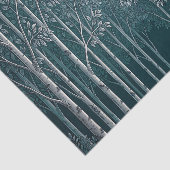 Donker Teal Witte Berkenbos Bomen Tissuepapier (Detail)