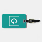 Donker Teal Witte Omlijst Initiaal Monogram Bagagelabel (Voorkant horizontaal)