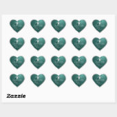 Donker Teal Zilveren Frame Logo en Monogram Bedank Hart Sticker (Vel)