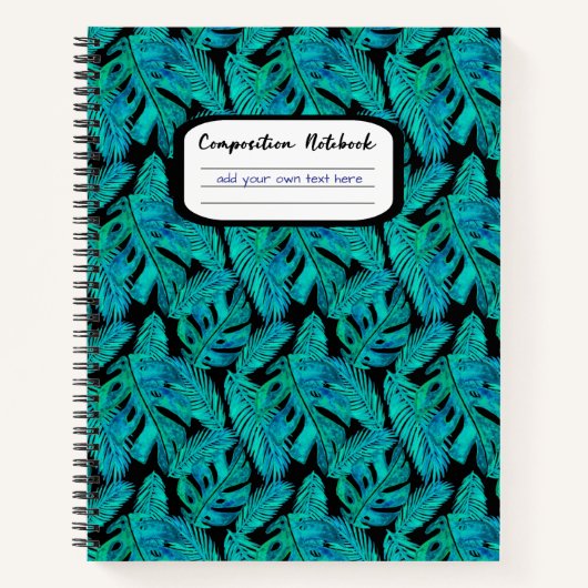 Donker Tropisch Monstera Bladpatroon Samenstelling Notitieboek (Voorkant)