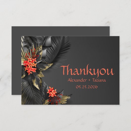 Donker Tropisch Thema Huwelijk Bedankkaart (Voorkant / Achterkant)