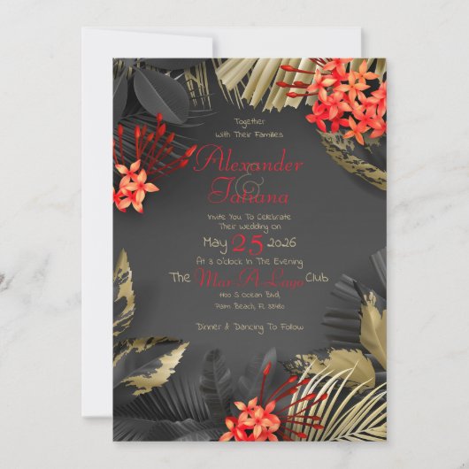 Donker Tropisch Thema Huwelijk Kaart (Voorkant)