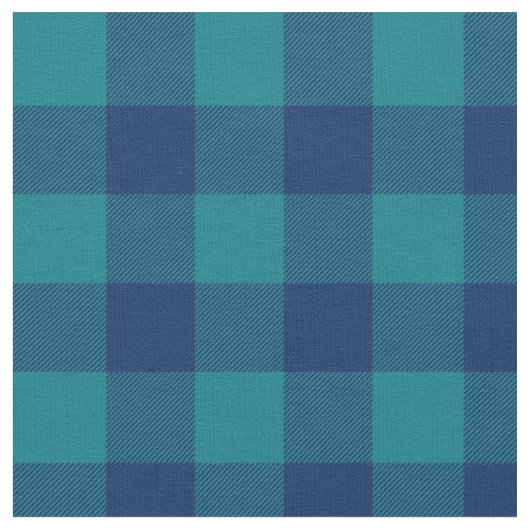 Donker Turkoois en Marineblauw Gingham Plaid Stof (Close Up)