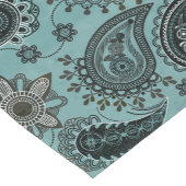 Donker turkoois paisley korte tafelloper (Hoek)