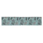 Donker turkoois paisley korte tafelloper (Horizontaal)