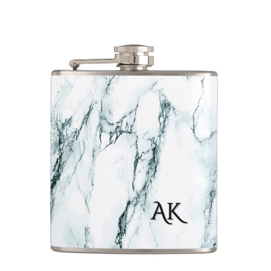 Donker turquoise adermarmer monogram heupfles (Voorkant)