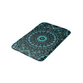 Donker Turquoise Bloemrijke Mandala Badmat (Gekanteld)