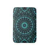 Donker Turquoise Bloemrijke Mandala Badmat (Voorkant Verticaal)