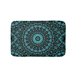 Donker Turquoise Bloemrijke Mandala Badmat