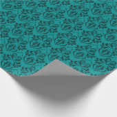 Donker Turquoise Elegant Damaskpatroon Cadeaupapier (Hoek)